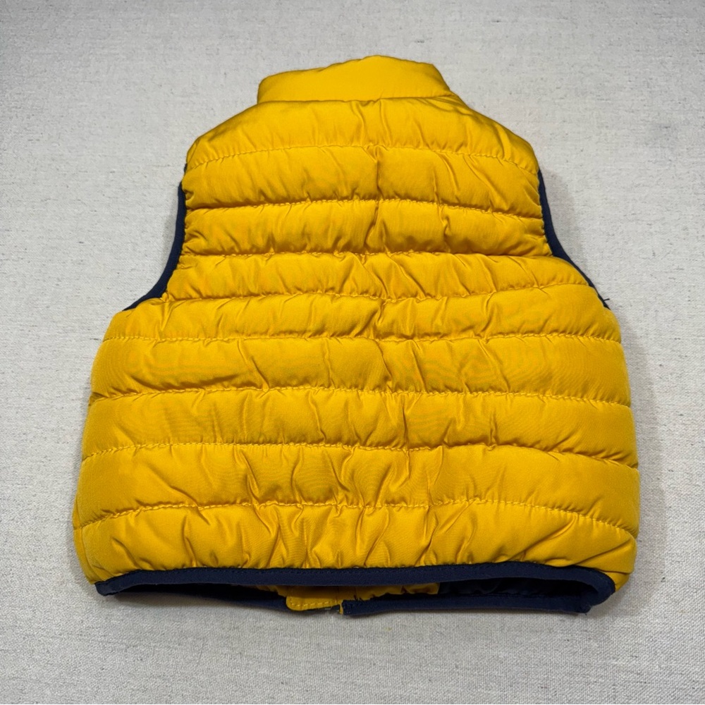 Carters Puffer Vest - Yellow Blue Lined Full Zip Front Hand Pockets - Size 6mos - Picture 2 of 9